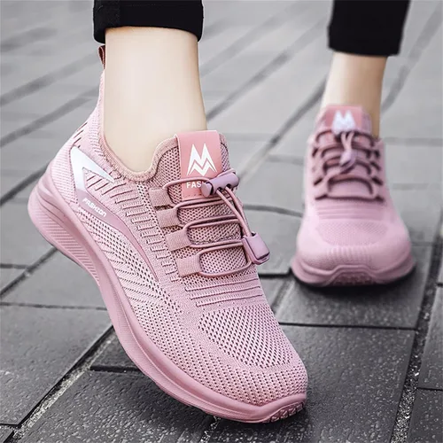Vista 2 de Zapatos de correr para mujer, para caminar, a la moda, con tirantes, de voleibol, de lona, de malla, de punto, bajos, de cuña simple, cómodos