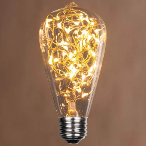 Vista 23 de Wintergreen Lighting LEDimagine - Bombilla de cadena de hadas, colgante de globo LED, bombilla ST64 con base E26 (dorado)