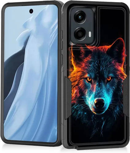 Vista 124 de Funda para Moto G Play 4G 2024, resistente de doble capa híbrida de policarbonato duro, goma suave, a prueba de golpes, funda protectora resistente