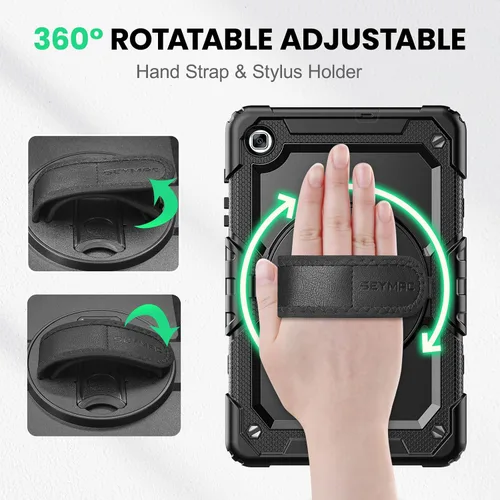 Vista 3 de SEYMAC - Funda protectora resistente a prueba de golpes para Samsung Galaxy Tab S6 Lite de 10.4 pulgadas 2024/2022/2020 (SM-P620/P610/P615), Negro