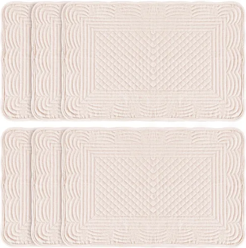 Vista 10 de Juego de 6 manteles individuales acolchados, rectangulares lavables a máquina, para cocina o comedor, manteles individuales rectangulares de tela