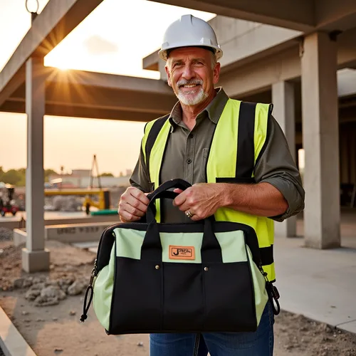Vista 5 de Jetech Bolsa de herramientas de electricista resistente de 17.5 pulgadas, bolsa de almacenamiento de herramientas de boca ancha impermeable