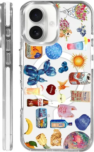 Vista 12 de Funda para iPhone 13 Pro, transparente con bonito patrón de tiburón azul, compatible con Magsafe funda protectora suave para mujeres y niñas (blanco)