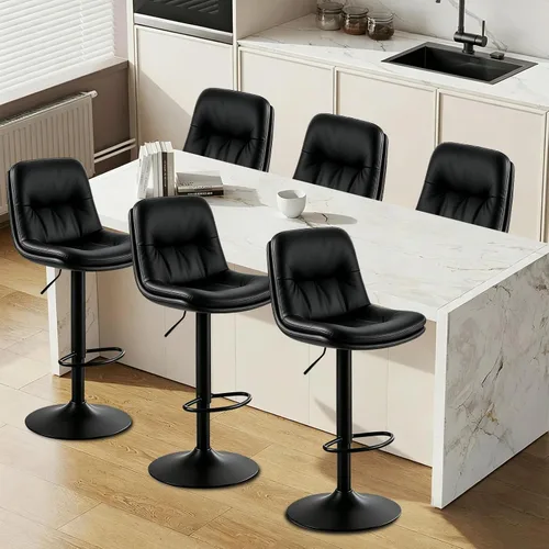 Vista 8 de Juego de 2 taburetes de bar giratorios ajustables, altura de Beige