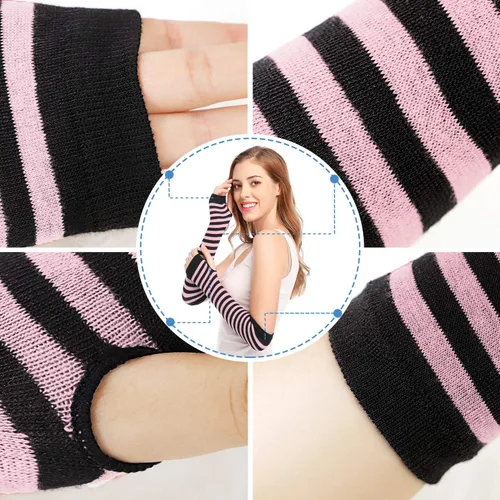Vista 6 de Guantes de manga larga sin dedos, para abrigar los brazos, estilo punk, gótico, rock