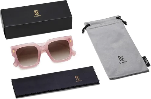 Vista 67 de SOJOS Gafas de sol cuadradas vintage de gran tamaño para mujer, estilo retro, de lujo, grandes, UV400 SJ2194