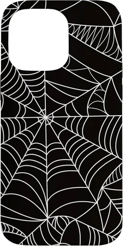 Vista 21 de iPhone 12/12 Pro blanco y negro araña web Único estuche de Halloween de Artsy moderno