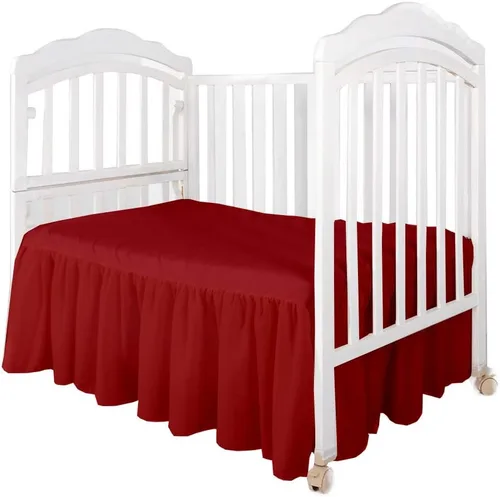 Vista 5 de Falda de cama para cuna para bebés, niños o niñas, para cuna de guardería, ropa de cama de 14 pulgadas de caída (azul bebé)