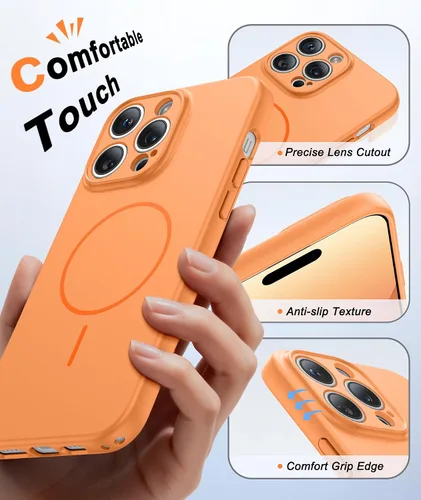 Vista 559 de FNTCASE Funda para iPhone 17 Pro: Fundas delgadas translúcidas de color azul claro compatibles con MagSafe, protección completa de la cámara