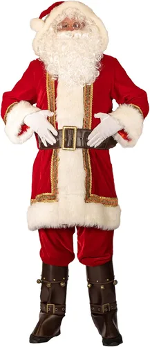 Vista 2 de Watato Disfraz de Papá Noel para adultos y hombres, 10 piezas de terciopelo profesional de lujo para adultos, conjunto de cosplay de vacaciones