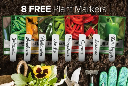 Vista 3 de Gardeners Basics, Semillas de pimiento para plantar 8 variedades, Jalapeño, Habanero, Pimiento, Cayena, Cera caliente húngara, Anaheim, Serrano