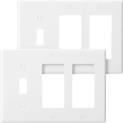 Vista 9 de Bates - Placa de pared combinada, interruptor de palanca individual/decorador doble, negro, 6.34 x 4.5 pulgadas, tamaño estándar, placa de pared