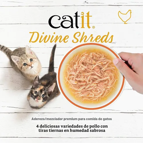 Vista 3 de Catit Divine Shreds Premium - Decoración de comida para gatos, pollo, paquete de 12