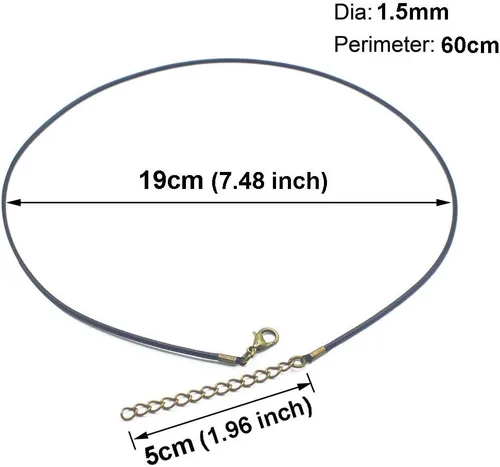 Vista 2 de 30 piezas de collar encerado de 0.059 in 23.6 pulgadas con cadena de bronce y cierre de langosta para hacer pulseras, collares y joyas (negro)