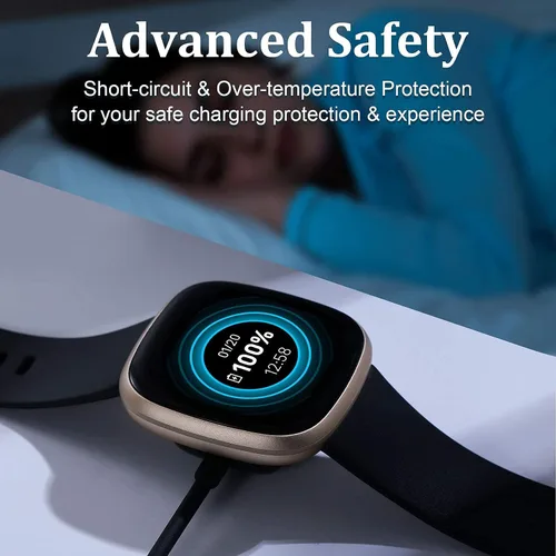 Vista 5 de Maledan Paquete de 2 cargadores y correas de cuero de grano negro compatibles con Fitbit Versa 3 y Fitbit Sense Smartwatch