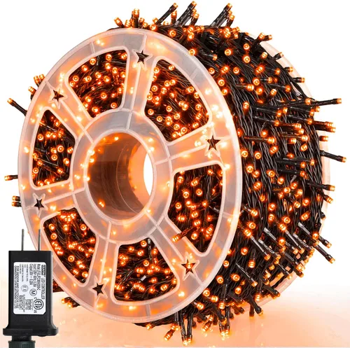 Vista 18 de weillsnow Luces de Halloween Moradas y Naranjas, 200 LED 66 Pies con Enchufe Luces de Cadena de Halloween Impermeables, 8 Modos con Memoria