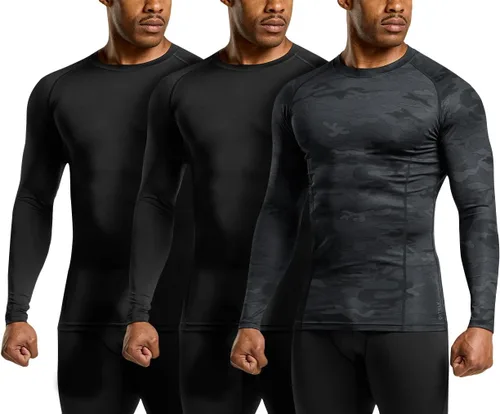 Vista 2 de ATHLIO - Paquete de 1 o 3 camisetas de compresión de manga larga con FPU 50+ para hombre, camiseta de protección para deportes acuáticos