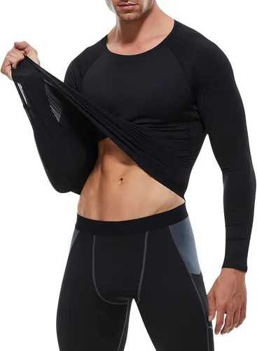 Vista 4 de Camisetas deportivas de manga larga de compresión para hombre paquete de 3