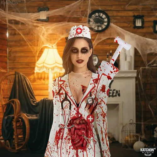 Vista 6 de KatchOn, Bloody Nurse Halloween Costumes for Women - Halloween Costume Adult Zombie Nurse Costume for Halloween Party