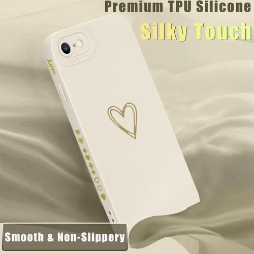 Vista 5 de Teageo - Funda bonita para iPhone SE 2022, SE 2020, iPhone 7, iPhone 8, beige For Women Girls, Luxury Heart Phone Case