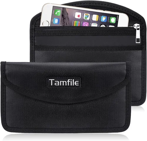 Vista 8 de Bolsa Faraday ignífuga con cremallera anti-seguimiento EMF GPS RFID bloqueo de señal de coche cartera blindaje bolsa protectora para teléfono