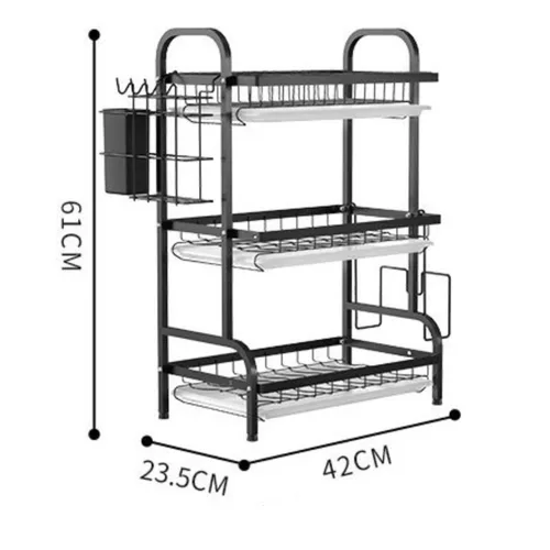 Vista 2 de Escurridor de Platos Premium 3 niveles Organizador Estante de Cocina