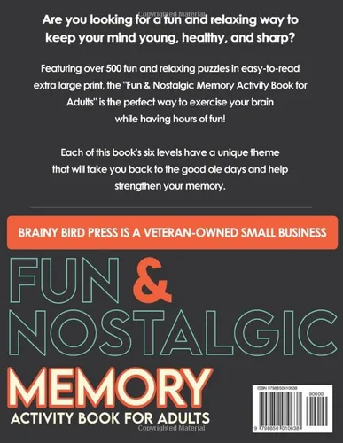 Vista 2 de The Fun & Nostalgic Memory Activity Book for Adults 500+ Easy Brain Games, Crosswords, Trivia, Word Search, Sudoku & More