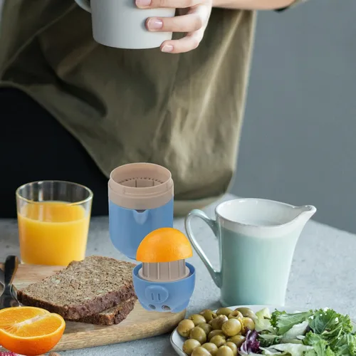 Vista 8 de Exprimidor de frutas portátil manual compacto para exprimidor de leche de soja cítrica, exprimidor de leche de soja, ligero y no eléctrico, para uso