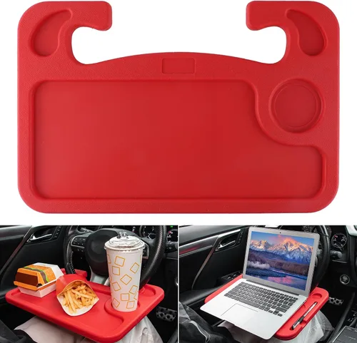 Vista 8 de JUSTTOP Escritorio de Volante de Coche para Laptop, Accesorios Multiusos de Coche para Viajes, Bandejas de Soporte de Asiento de Coche para Comer