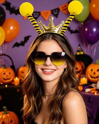 Vista 3 de Dolkoic Queen Bee Antena Diadema Corazón Gafas de sol para mujer Halloween
