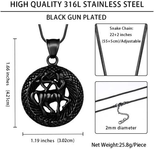 Vista 4 de Hipunk Collar de 12 constelaciones, signo de estrella del zodiaco, colgante de horóscopo, acero inoxidable 316L, regalo de cumpleaños para hombres