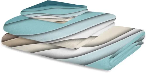 Vista 2 de Juego de toallas de baño de 3 piezas, color crema degradada, moderna, geométrica, marrón, estética, suave y absorbente, para baño, hotel