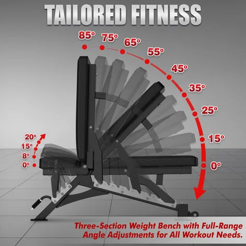 Vista 6 de RitFit Banco de pesas ajustable y plegable para gimnasio en casa, levantamiento de pesas y entrenamiento de fuerza, póster de entrenamiento