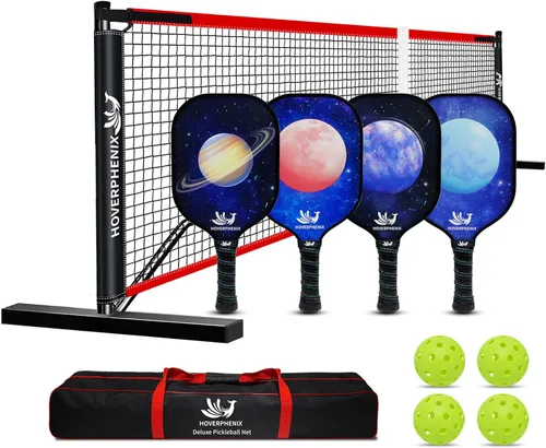 Vista 15 de Portable Pickleball Net Set, 22FT Pickle Ball Net with Paddle Set of 4 Regulation Size Net, Weather Resistant Steel Frame, Outdoor Pickleballs and