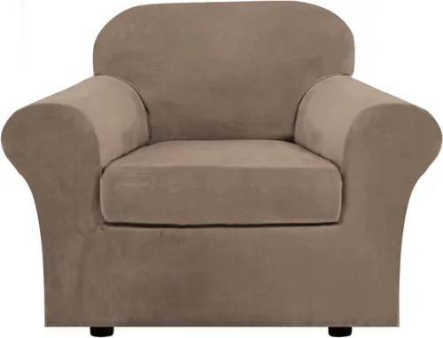 Vista 25 de H.VERSAILTEX - Funda elástica para sofá de 2 piezas, funda protectora de terciopelo, suave, con parte inferior elástica, con un ancho de hasta 49