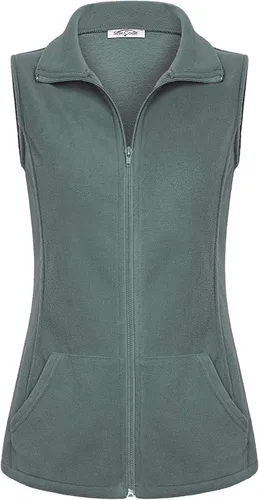 Vista 47 de SeSe Code Chaleco de forro polar ligero con cremallera frontal y bolsillos para mujer