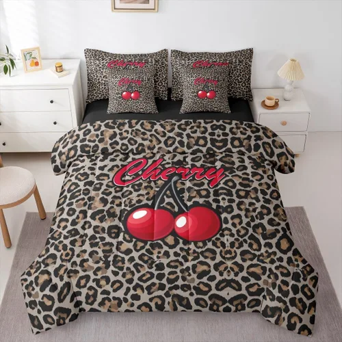 Vista 16 de Erosebridal Juego de edredón de 7 piezas con estampado de leopardo, tamaño Queen, juego de ropa de cama súper suave con estampado de guepardo, juego