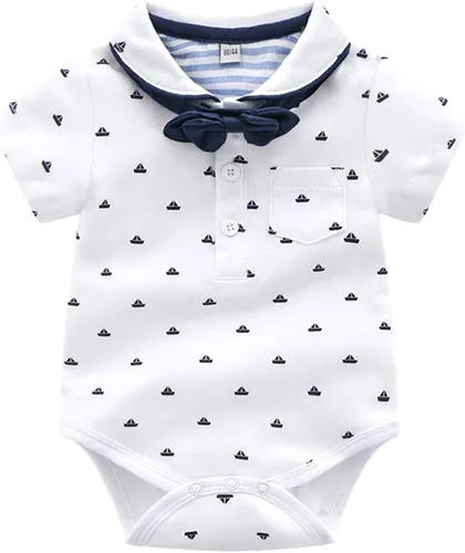 Vista 2 de Conjunto de pantalones cortos azules para bebé, trajes formales para bebés