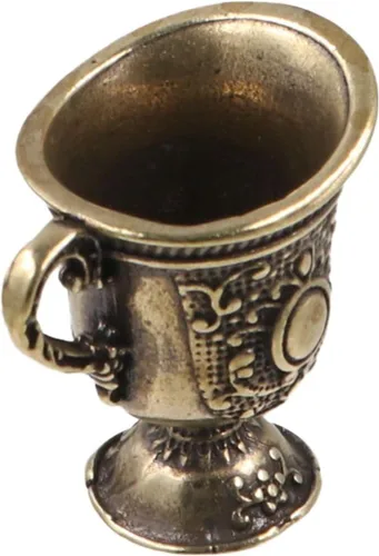 Vista 5 de Mini cáliz de copa, taza de té de cobre, bonita taza de agua bendita tallada, estilo real, grabado de metal, flores, pequeñas copas de vino, copa