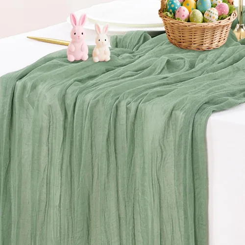 Vista 49 de Socomi - Camino de mesa de gasa, estilo bohemio y rústico, para primavera, Pascua, bodas, fiestas, baby showers y decoración, 120 pulgadas/10 pies