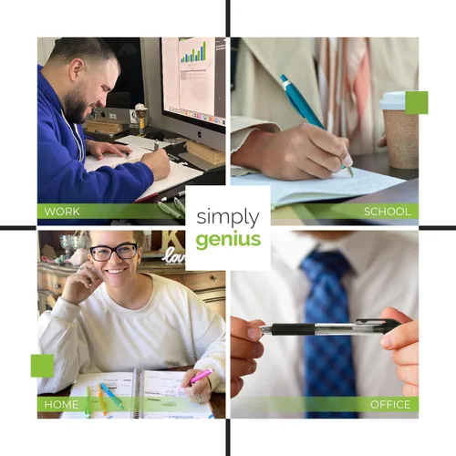 Vista 6 de Simply Genius Bolígrafos azules, 200 bolígrafos a granel, retráctiles, tinta azul, escritura suave y ergonómicos para tomar notas y suministros