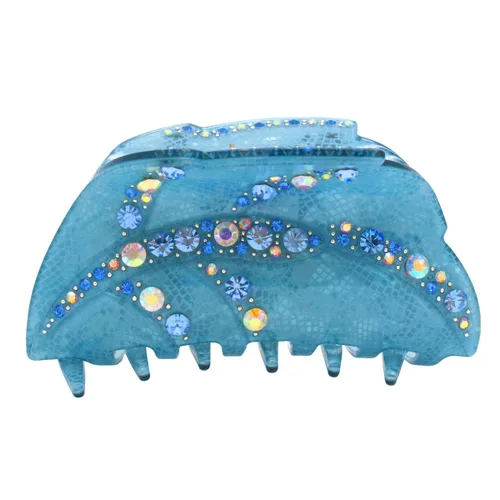 Vista 3 de Fashion & Lifestyle Pinza para el cabello para mujeres y niñas, grande, pinza bastante fuerte, pasador antideslizante, agarre hacia arriba, Azul
