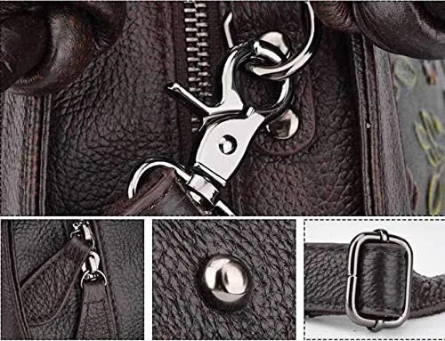Vista 5 de Bolso de mano de cuero genuino bolso bolso de mano vintage superior asa bolso de trabajo bolso, forro polar verde con licencia oficial de star wars
