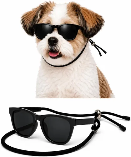 Vista 28 de G014 Retro 80s - Gafas de sol para perros y mascotas, taza de té, juguete de raza pequeña a mediana (12-25 libras, negro)
