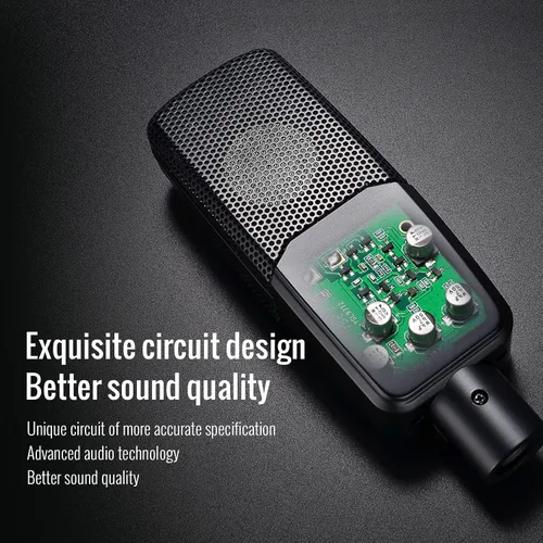 Vista 5 de TAKSTAR XLR Micrófono de condensador con montaje de choque y pantalla antiviento, micrófono de grabación para streaming, micrófono de estudio