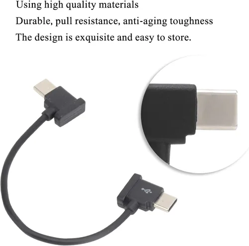 Vista 5 de Cable de control remoto para dron, cable de datos de controlador remoto de 5.9 in, tipo C a tipo C, cable para Air 2/Mini 2 Drone