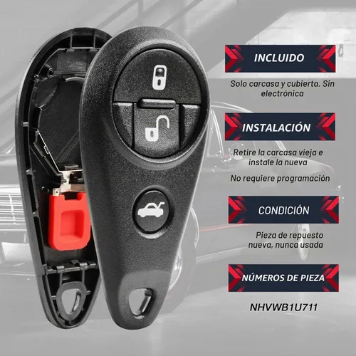 Vista 4 de Funda y almohadilla para mando a distancia de entrada sin llave para llavero compatible con Subaru 2006-2007 B9 Tribeca / Forester 2009-2010