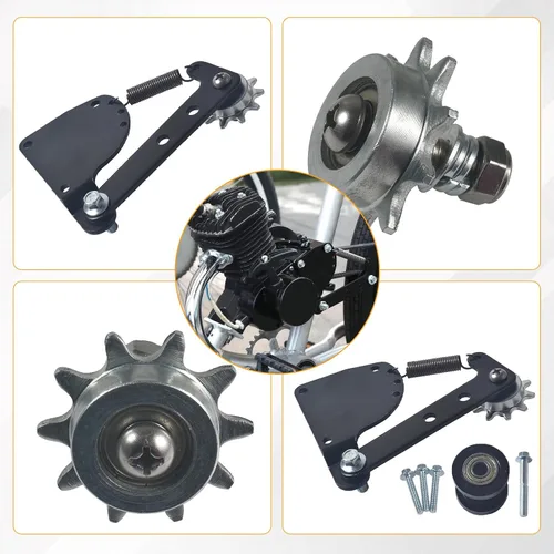 Vista 4 de Nuevo modelo de kit tensor de cadena con resorte para bicicleta motorizada de gas con motor de 2 tiempos de 49cc, 50cc, 66cc, 80cc, negra