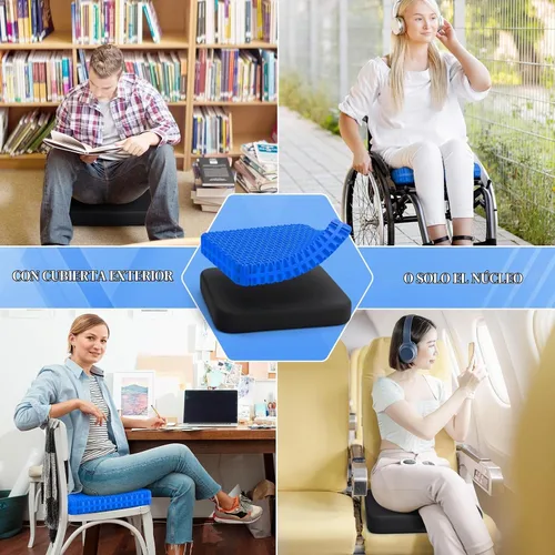 Vista 7 de TushGuard Cojín de asiento de gel para estar sentado durante mucho tiempo Negro y azul