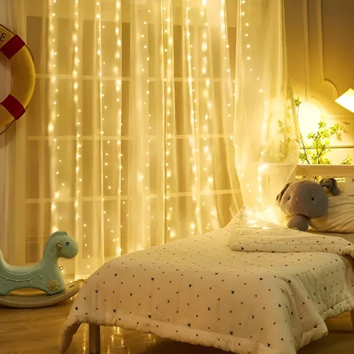 Vista 2 de Moobibear - Cadena de luces de hadas de 33 pies con 100 LED, impermeables, con enchufe y 8 modos de iluminación - Decoración para interiores